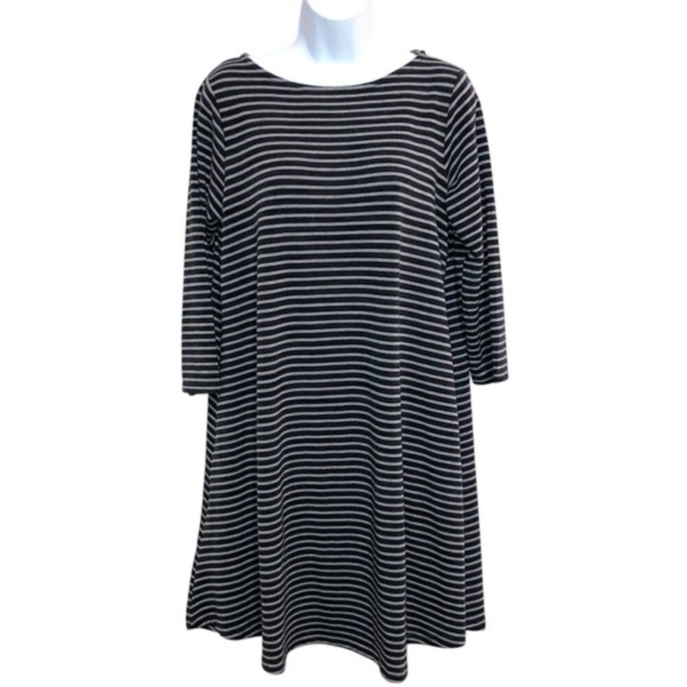 Thyme & Honey 3/4‎ Sleeves Striped A-line Knit Dress